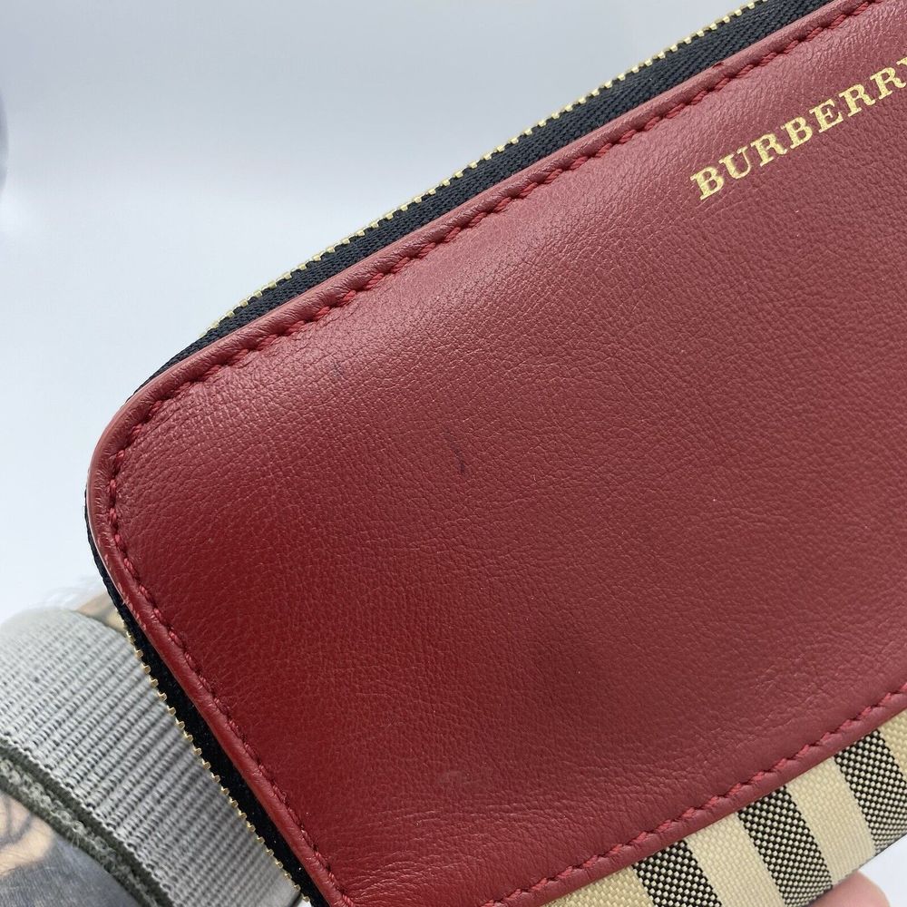 Burberry Elmore Wallet Clutch Purse Zip Around Haymarket House Check Nova Red - Picture 16 of 16